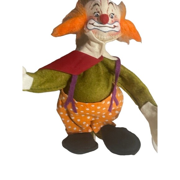 Vintage 1990 Annalee Doll 10" Hobo Circus Clown with Orange Hair, Balloon, & Tag - Picture 11 of 16